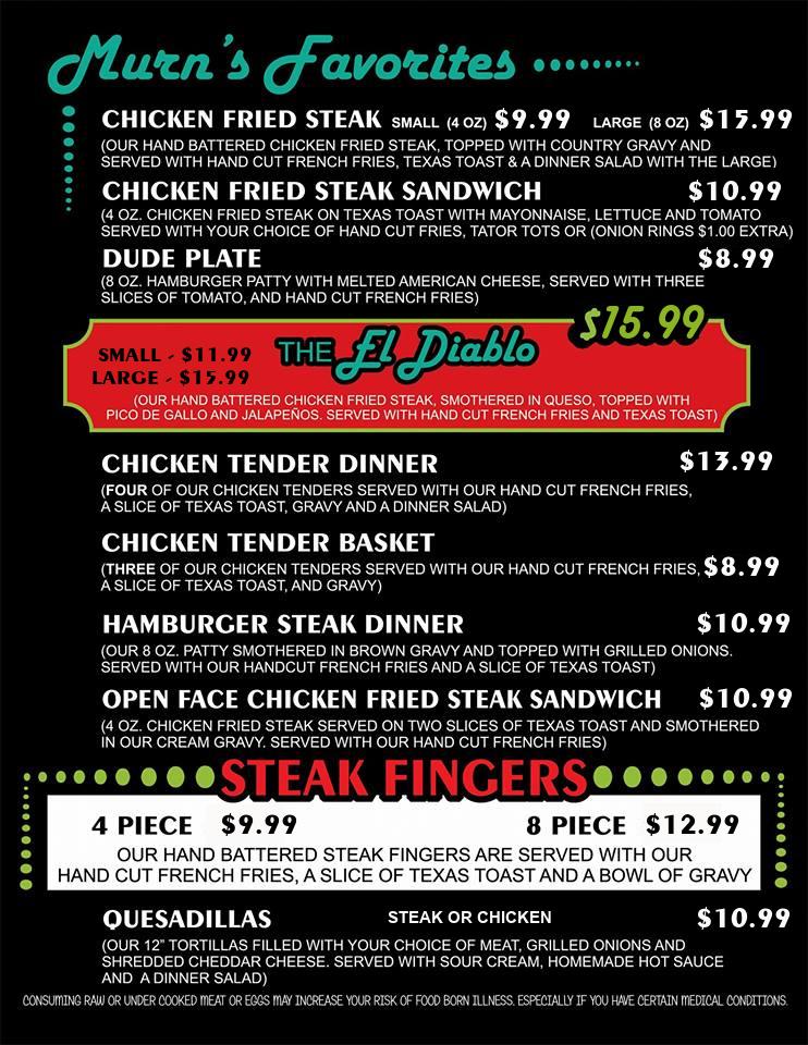 Murn's Cafe Menu image 1